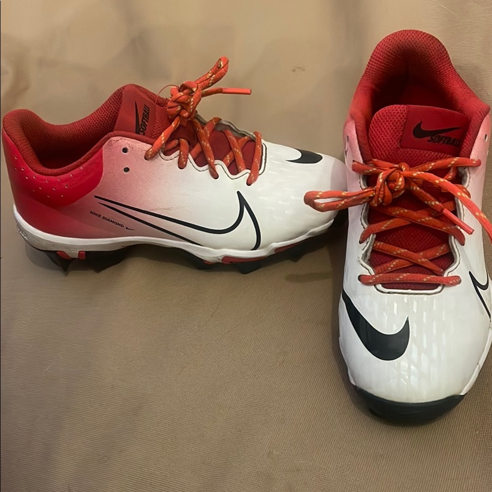 Nike Hyperdiamond Red and White Cleats